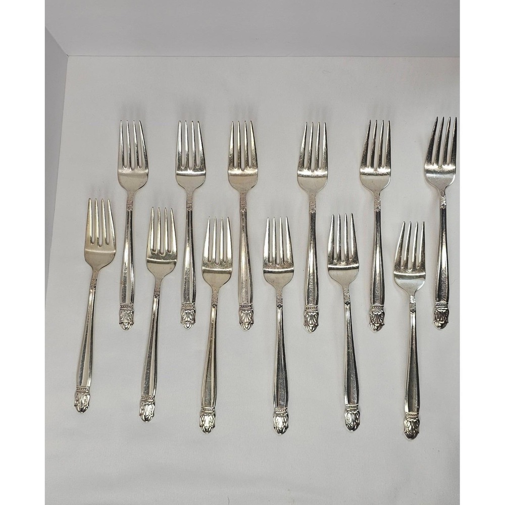 Holmes & Edwards Danish Princess IS Silverplate Dinner Forks Set of 12 Vintage